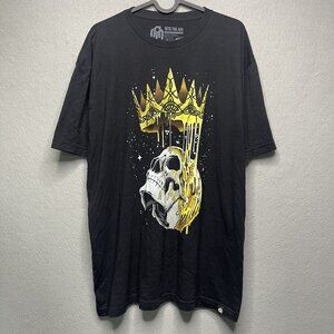 Men’s Black Graphic Tee with Yellow Dripping Crown Skull